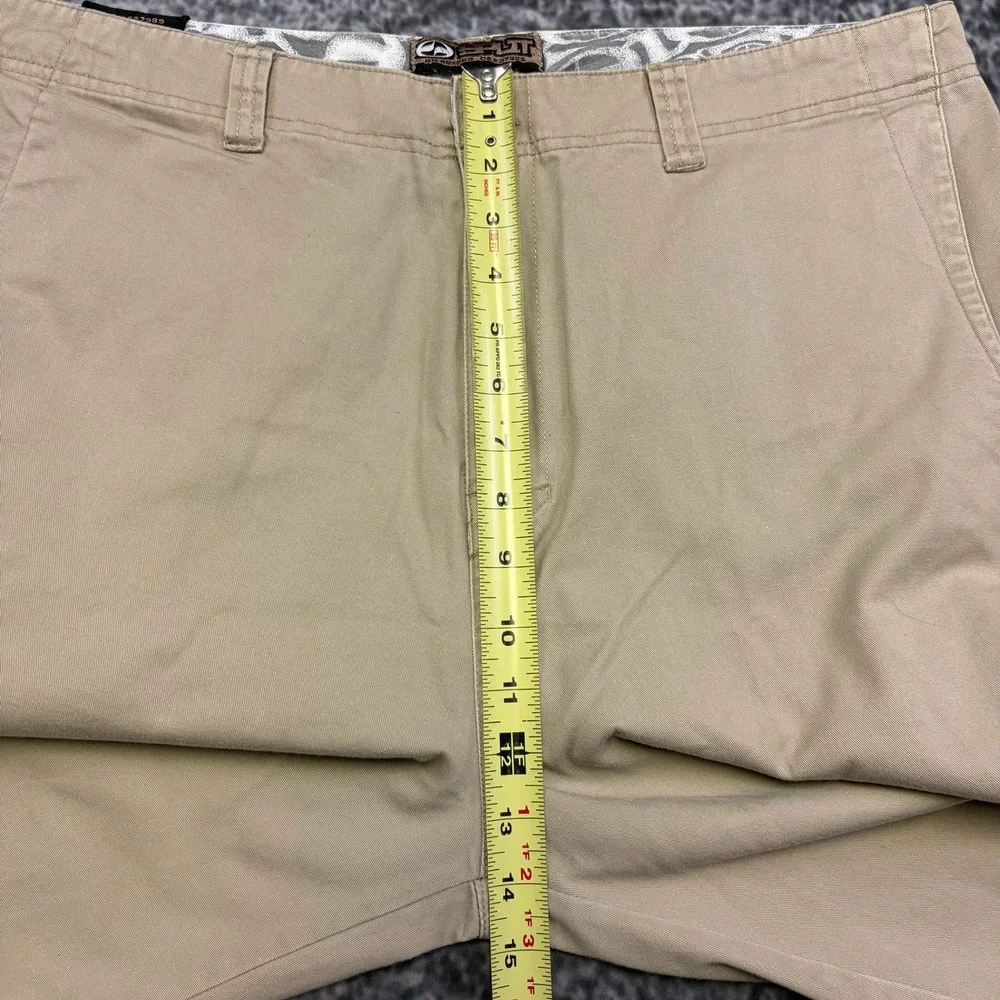 Vintage Y2K Split Shorts Flat Front Chino Mens 36 Tan Baggy Skater BMX Grunge
